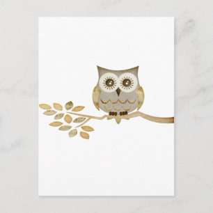 Carte Postale Chouette aux yeux larges dans l'arbre