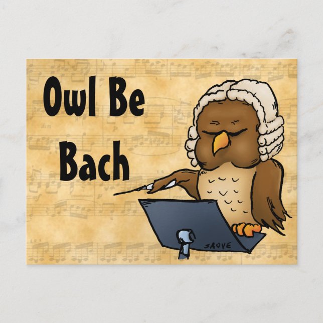 Carte Postale Chouette Be Bach Drôle Owl Cartoon (Devant)