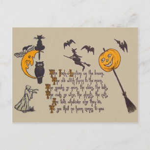Carte Postale Chouette de chauve-souris Noir Chat Jack O' Lanter