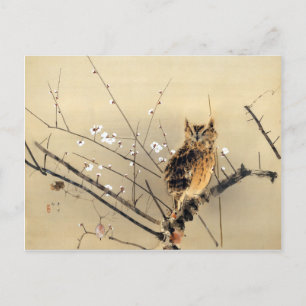 Carte Postale Chouette de Goun aux premières fleurs de prune