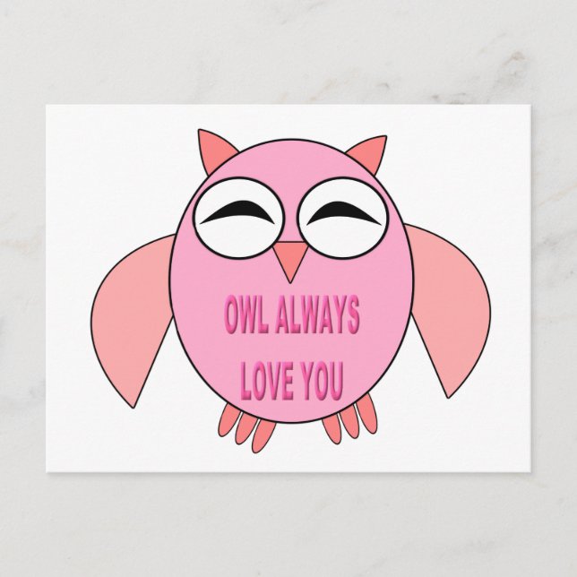 Carte postale Chouette de message d'amour (Devant)
