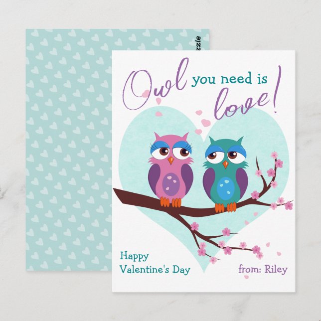 Carte Postale Chouette dont vous avez besoin est amour Cute Clas (Devant / Derrière)