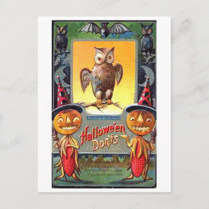 Carte Postale Chouette et Citrouille Corn Halloween Don'ts