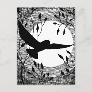 Carte Postale Chouette et croix de lune éclos