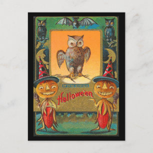 Carte Postale Chouette Halloween Vintage