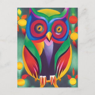 Carte Postale Chouette holographique couleur mignonne