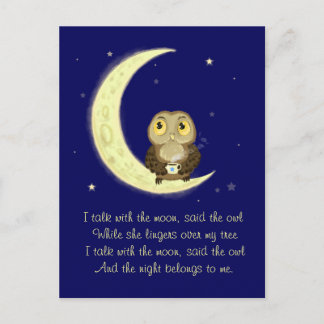Carte Postale Chouette lune poésie café minuit