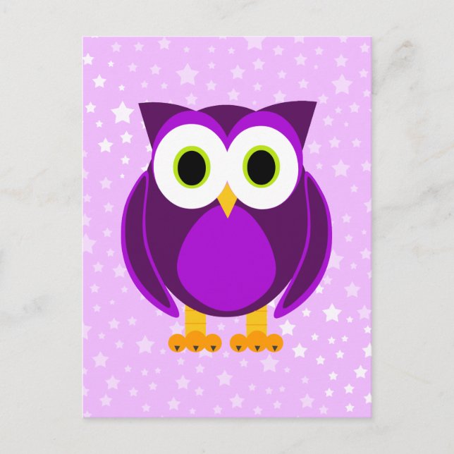 Carte Postale Chouette mignonne pourpre (Devant)