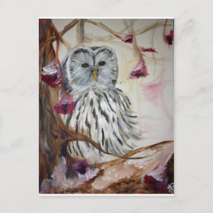 Carte Postale Chouette neigeuse dans un arbre