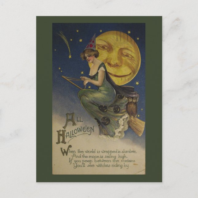 Carte Postale Chouette rare d'Halloween vintage (Devant)