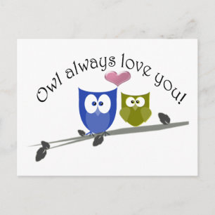 Carte Postale Chouette t'aime toujours, chou mignon Art