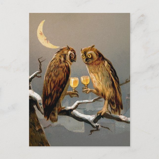 Carte Postale Chouette victorienne vintage (Devant)