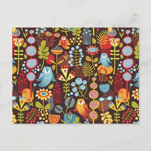 Carte Postale Chouettes dans la forêt (Devant)