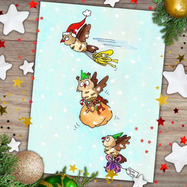 Carte Postale Chouettes de Noël (Créateur téléchargé)