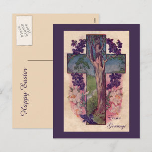 Carte postale chrétienne Croix et Arbre