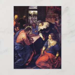 Carte Postale Christ avec Marie et Marthe par Tintoretto