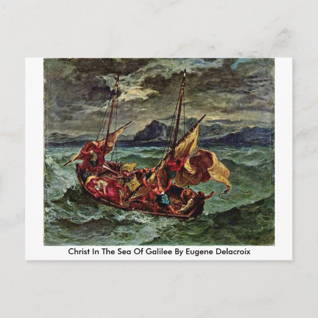 Carte Postale Christ Dans La Mer De Galilée Par Eugene Delacroix (Devant)