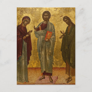 Carte Postale Christ Entre Marie et Jean Icône Baptiste