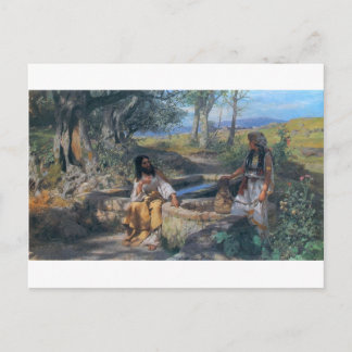 Carte Postale Christ et femme samaritaine vers 1890