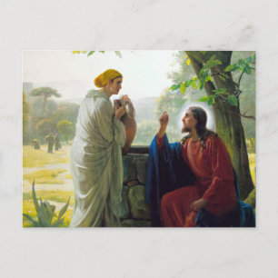 Carte Postale Christ et la femme samaritaine par Carl Bloch
