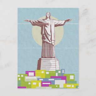 Carte Postale Christ le Rédempteur affiche de voyage Favela