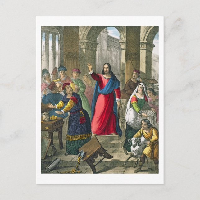 Carte Postale Christ nettoie le Temple, d'une bible imprimée par (Devant)