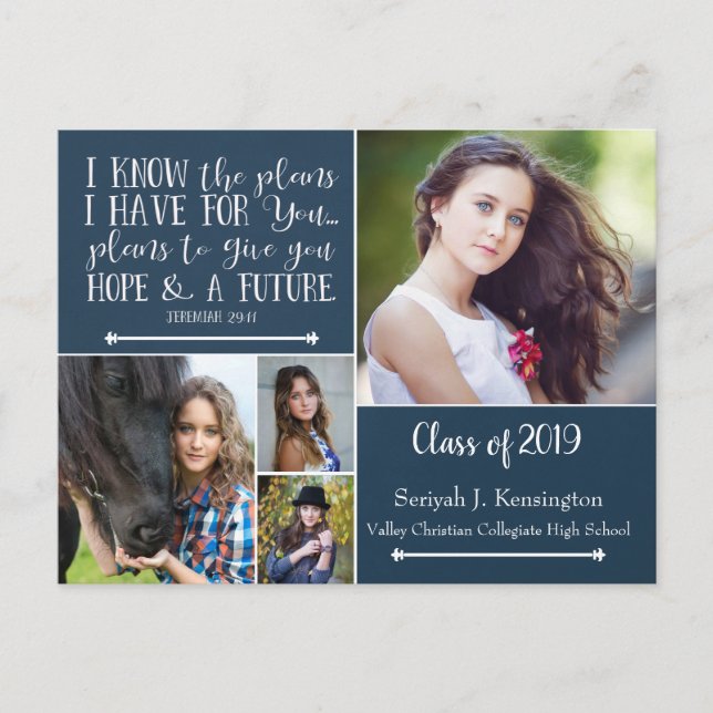 Carte Postale Christian Bible Verse Photo Collage Graduation (Devant)
