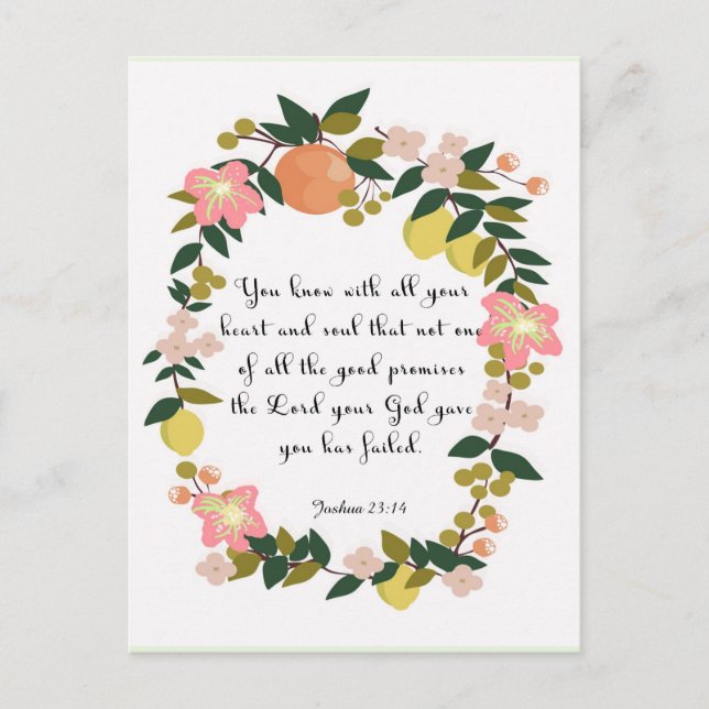 Carte Postale Christian Citation Art - Joshua 23:14 (Devant)