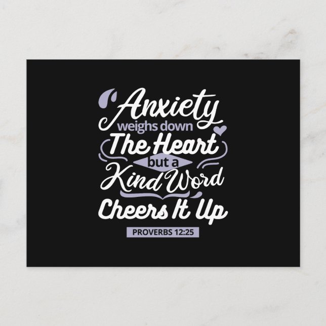 Carte Postale Christian Encouragement Quote – Anxiety & Kindness (Devant)