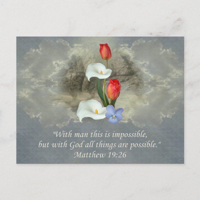 Carte Postale Christian Faith Art ~ Matthieu 19:26 (Devant)
