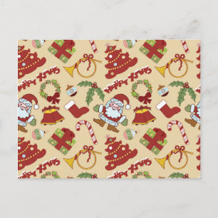 Carte Postale Christmas bells, tree and santa claus