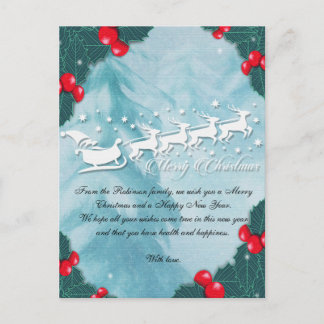 Carte Postale Christmas Card With Santa's Reindeer