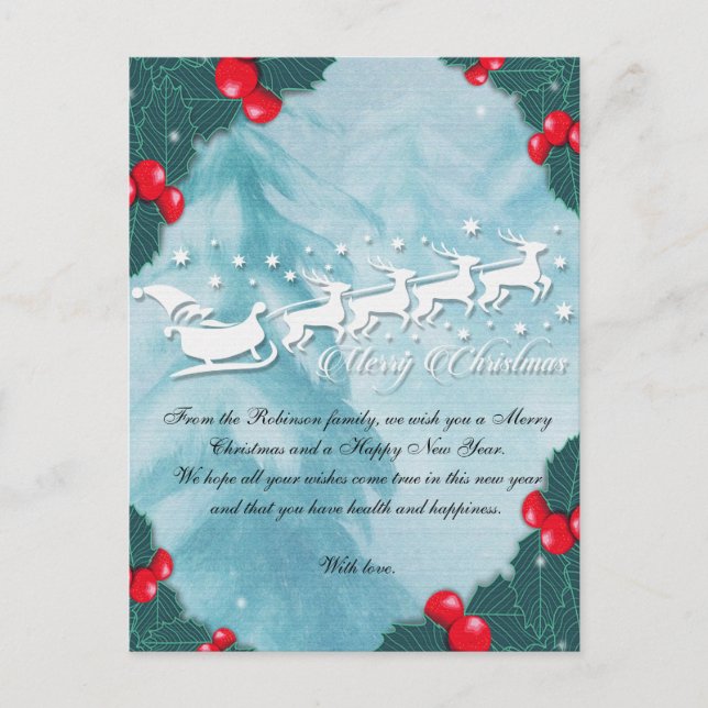 Carte Postale Christmas Card With Santa's Reindeer (Devant)