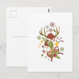 Carte Postale Christmas Colorful Deer Design