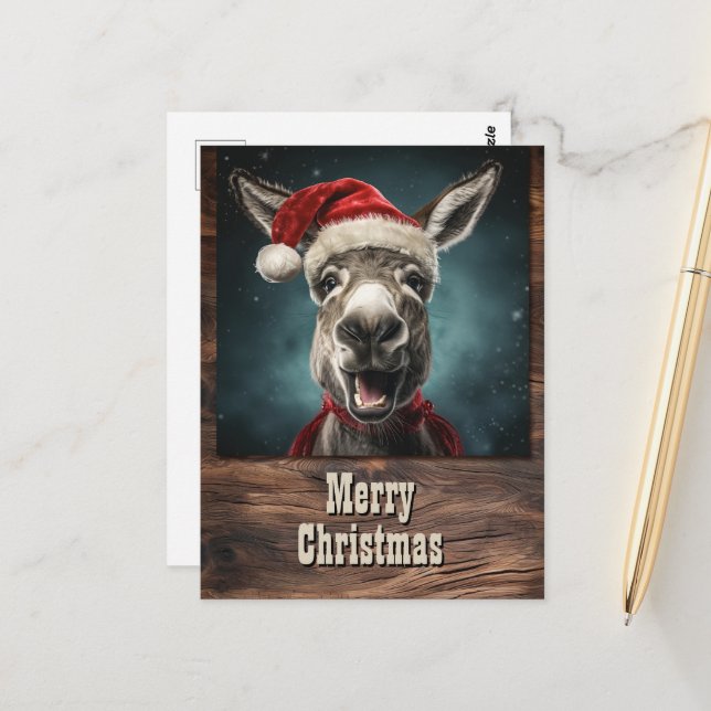 Carte Postale Christmas Donkey (Devant/Arrière en situation)