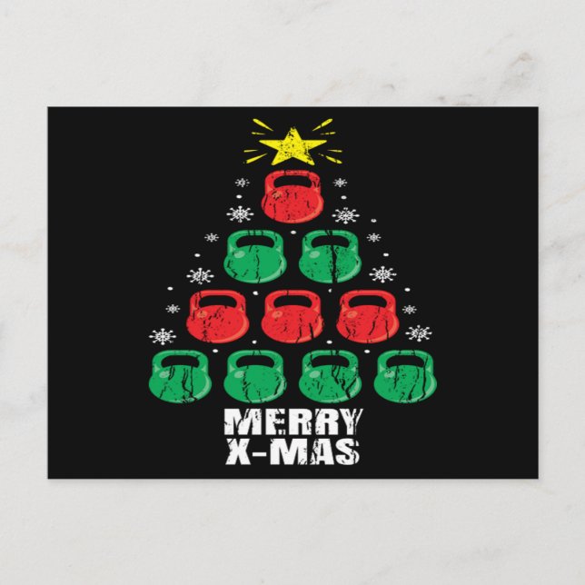 Carte Postale Christmas Funny Kettlebells Tree Holiday Workout (Devant)