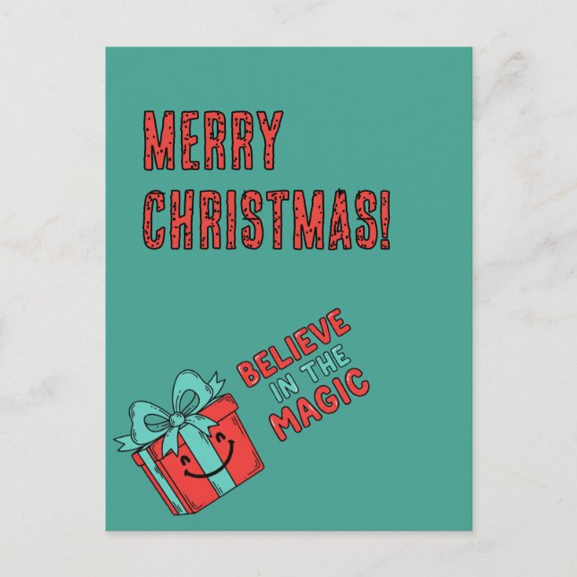 Carte Postale Christmas Gift Box with Cheerful Message (Devant)
