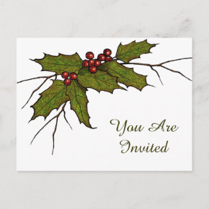 Carte Postale Christmas Holly Feuilles, Twigs, Berries : Art