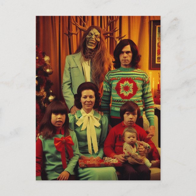 Carte Postale Christmas Horror Retro 1970 era Family Portrait (Devant)