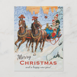 Carte Postale Christmas Jenny Nyström Lively traîneau ride CC007