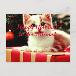 Carte postale Christmas Kitten Happy Holidays
