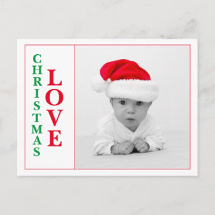 Carte Postale Christmas Love Photo Red Green Typography Holiday