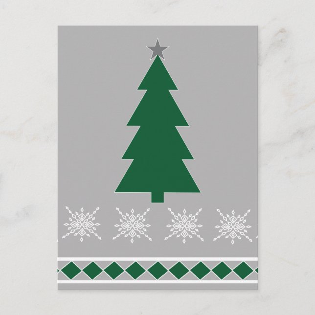 Carte Postale Christmas Tree and Snowflakes Pattern, (Devant)