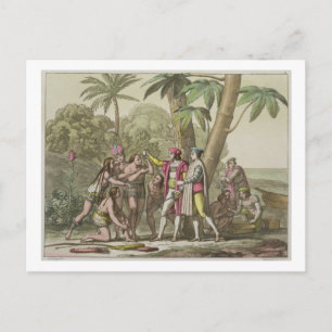 Carte Postale Christophe Colomb (1451-1506) avec Amérindiens