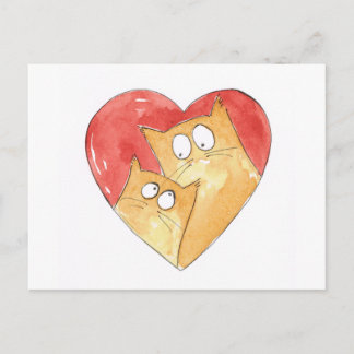 Carte Postale Christopher Cat et Hugh au coeur