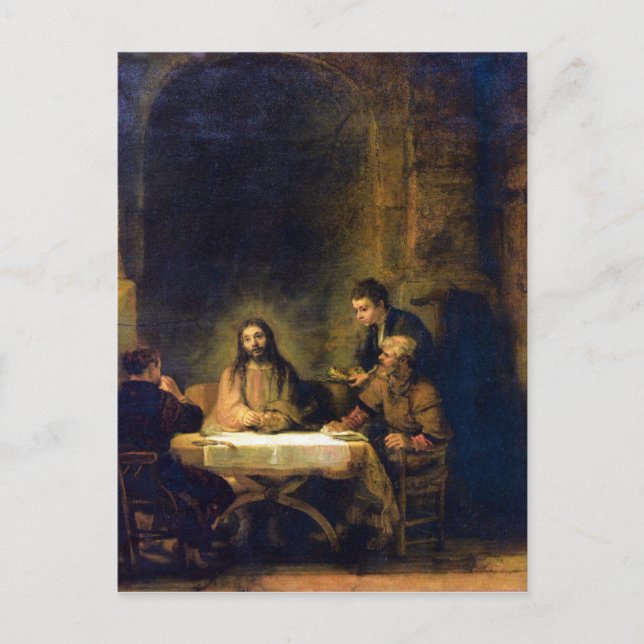 Carte Postale Christus in Emmaus par Rembrandt (Devant)