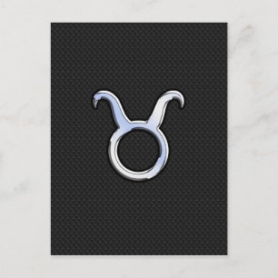 Carte Postale Chrome Argent Comme Taurus signe Zodiac