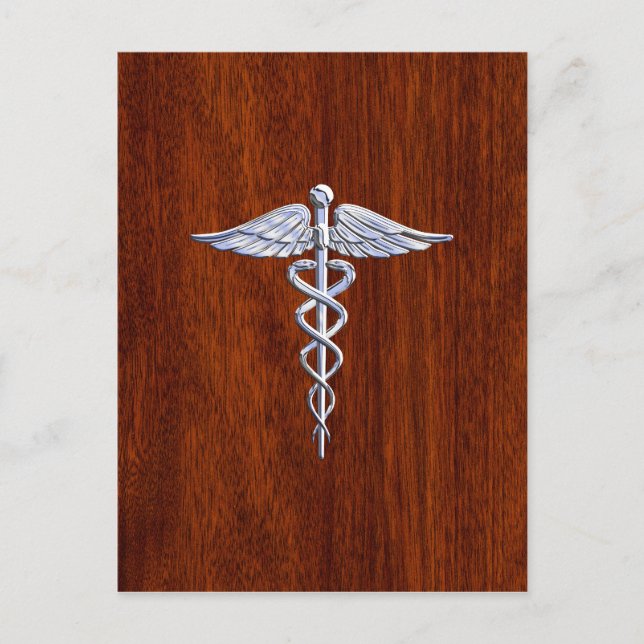 Carte Postale Chrome Comme Caduceus Symbole Médicale Mahogany Br (Devant)