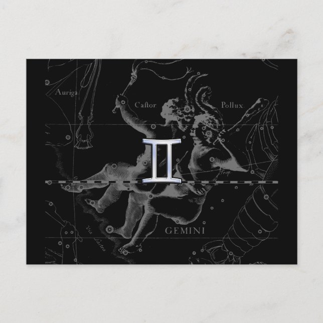 Carte Postale Chrome comme Gemini Zodiac Connexion Hevelius 1690 (Devant)