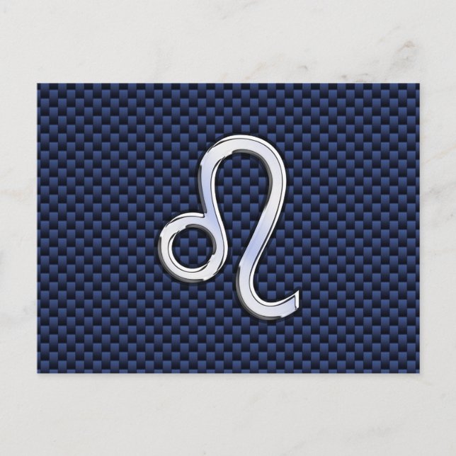 Carte Postale Chrome Comme Leo Zodiac Panneau Bleu Fibre de carb (Devant)
